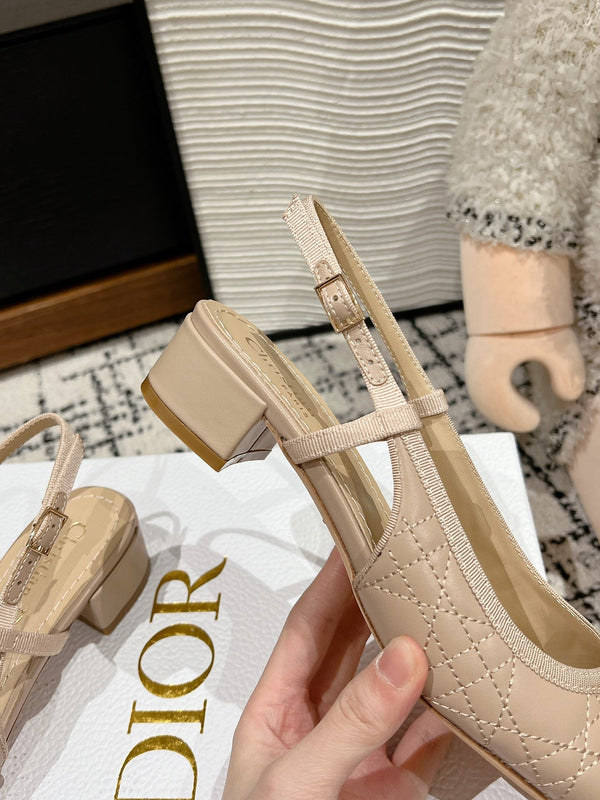 CD Ballet Slingback Pump 30mm In Nude Quilted Calfskin 997045