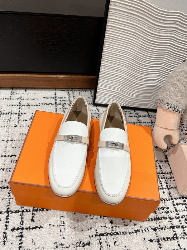 HM Destin Loafer In White Glossy Calfskin 118794