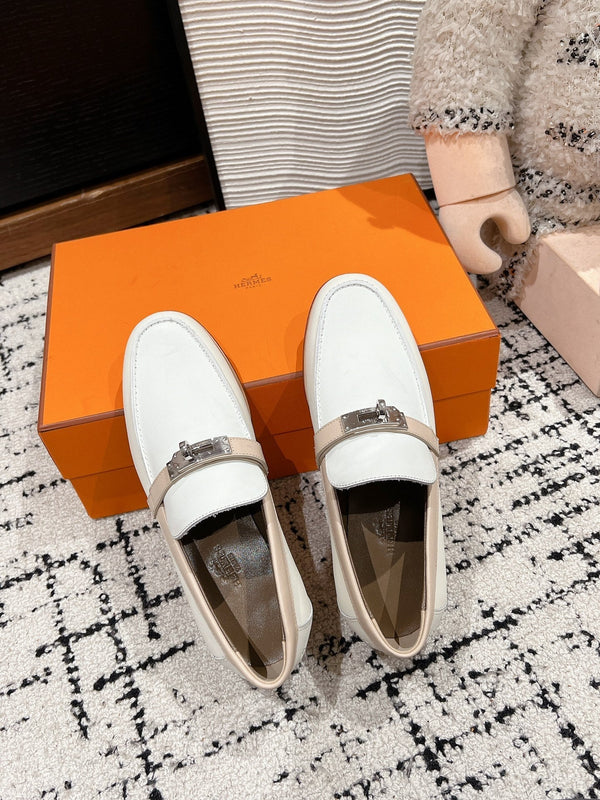 HM Destin Loafer In White Glossy Calfskin 118794