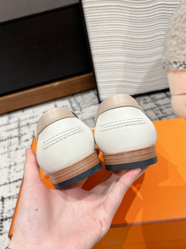 HM Destin Loafer In White Glossy Calfskin 118794