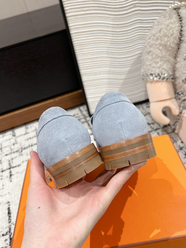 HM Faubourg Loafer In Grey Blue Suede 118743