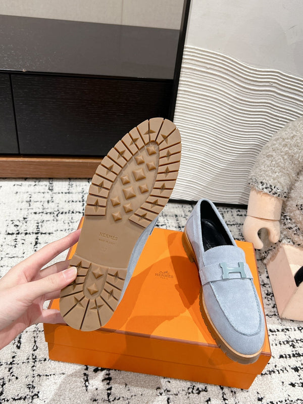 HM Faubourg Loafer In Grey Blue Suede 118743