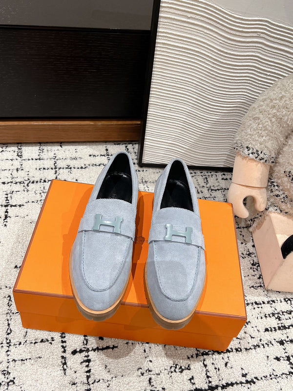 HM Faubourg Loafer In Grey Blue Suede 118743