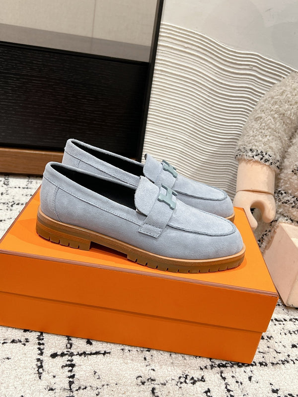 HM Faubourg Loafer In Grey Blue Suede 118743
