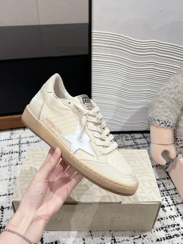 BALL STAR SNEAKERS BEIGE CALFSKIN WITH WHITE STAR