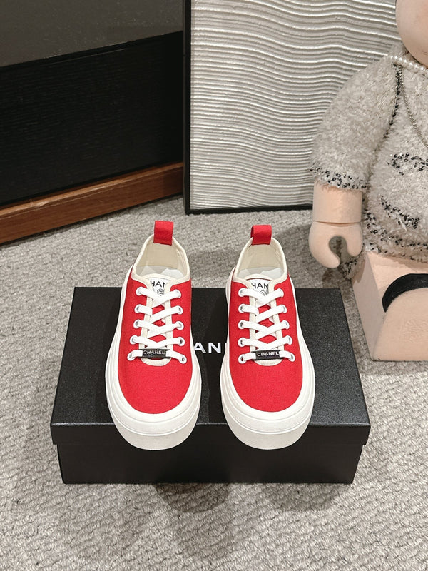 SNEAKERS ALLACCIATE IN TELA ROSSO CILIEGIA