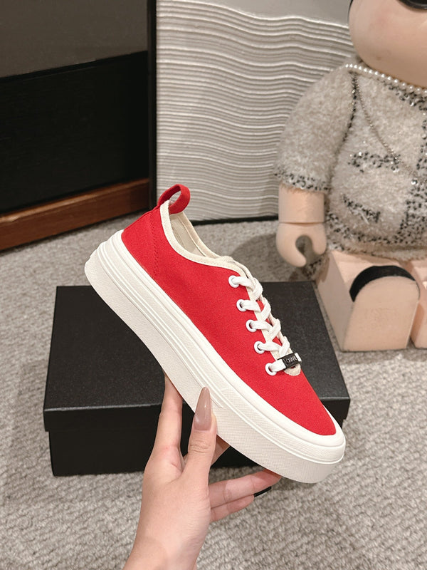 SNEAKERS ALLACCIATE IN TELA ROSSO CILIEGIA