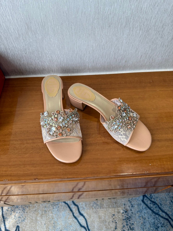 RC 25 Crystal Chandelier Sandals Orange Sheepskin 221960