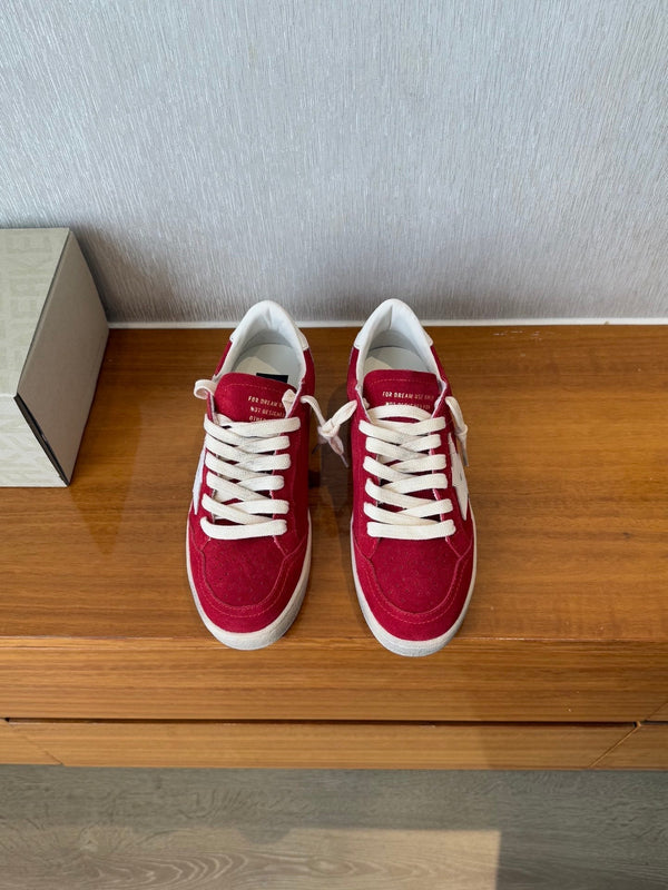 BALL STAR SNEAKERS WHITE STAR IN RED SUEDE AND CALFSKIN