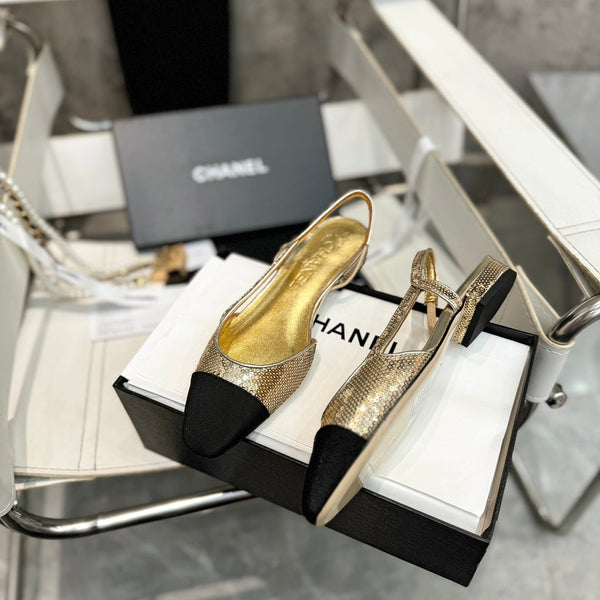 CC 26s Slingback Gold Glittered Sheepskin 816195