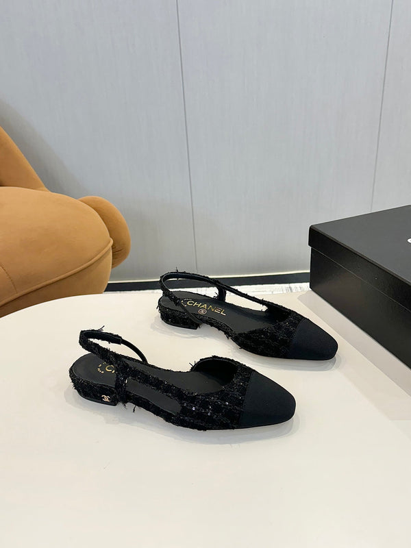 cc 25c slingback flat nero tweed nero grosgrain 233610