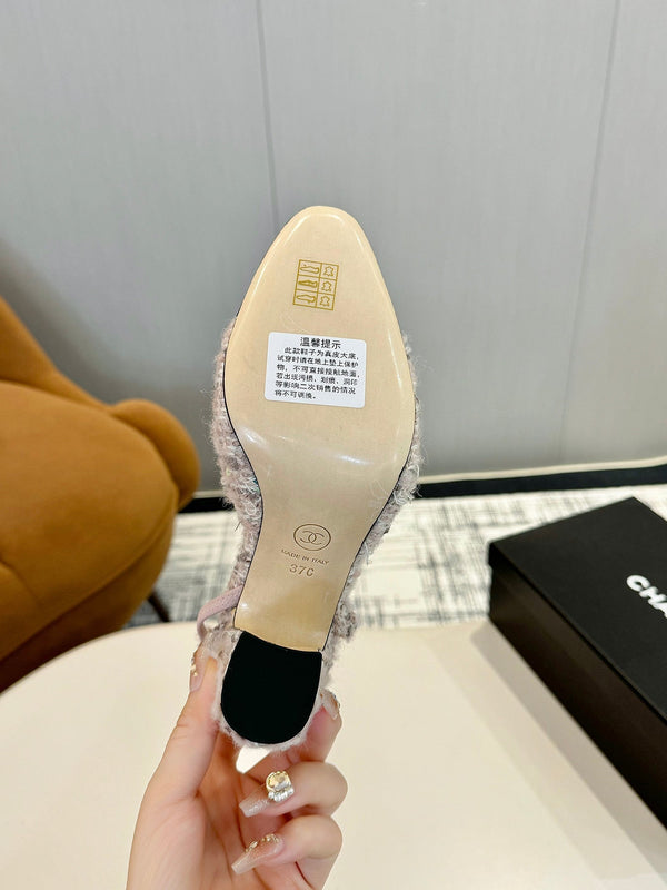 cc 25c slingback 90 pink white tweed black grosgrain 233619