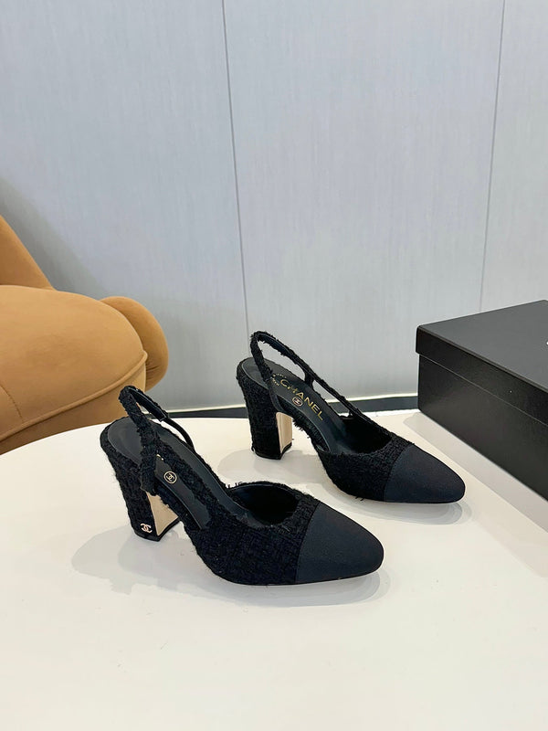 cc 25c slingback 90 black tweed black grosgrain 233617