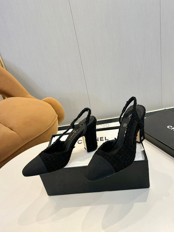 cc 25c slingback 90 black tweed black grosgrain 233617
