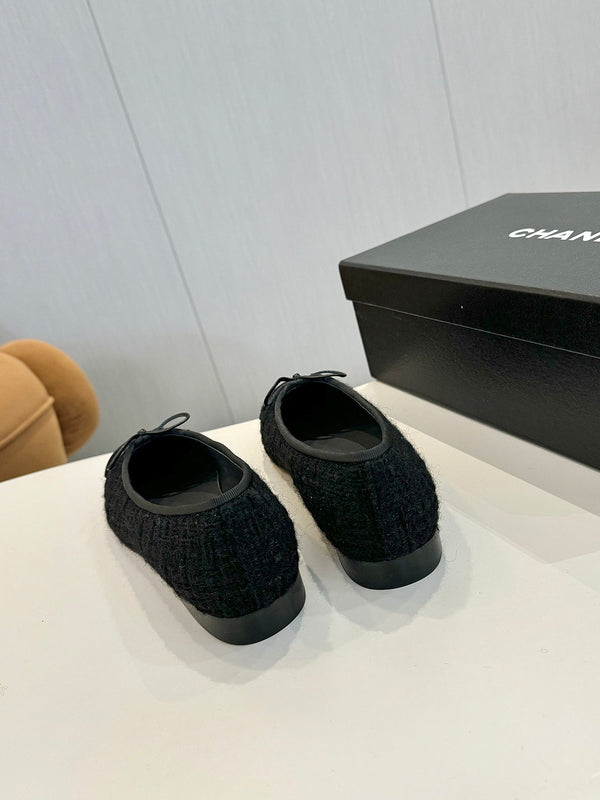 cc 25c ballet flat black tweed black grosgrain 233626