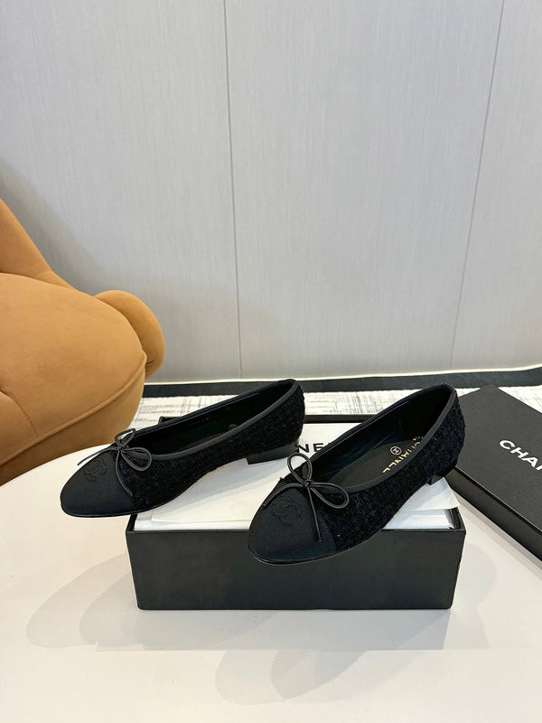 cc 25c ballet flat black tweed black grosgrain 233626