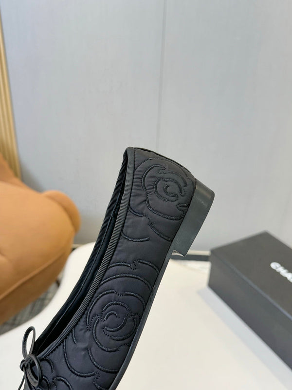 CC 25ss Métiers d’art Ballet Flats 10mm Black Fabric Grosgrain 417041