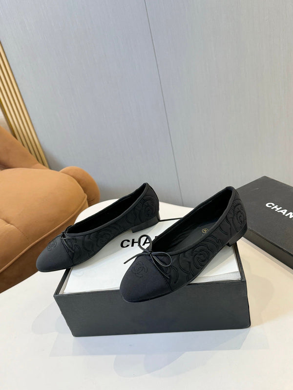 CC 25ss Métiers d’art Ballet Flats 10mm Black Fabric Grosgrain 417041