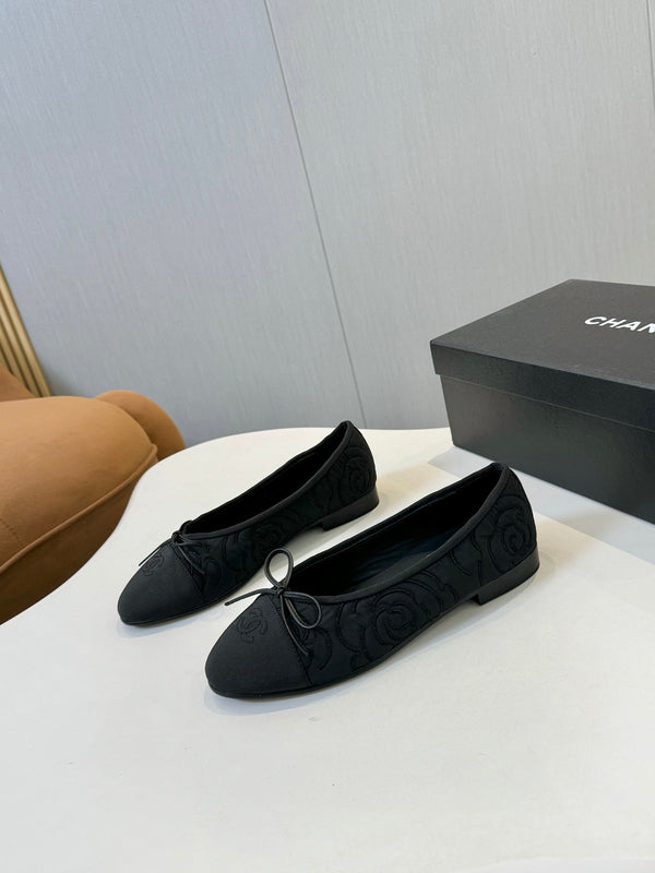 CC 25ss Métiers d’art Ballet Flats 10mm Black Fabric Grosgrain 417041