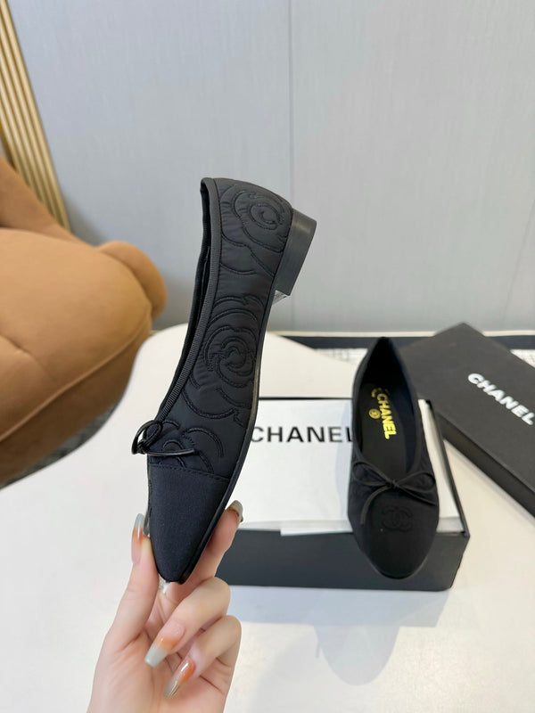 CC 25ss Métiers d’art Ballet Flats 10mm Black Fabric Grosgrain 417041