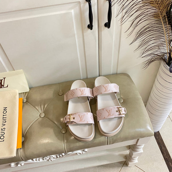 lv sandal mule bomdia pink monogram calfskin