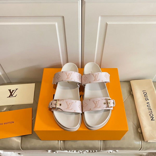 lv sandal mule bomdia pink monogram calfskin