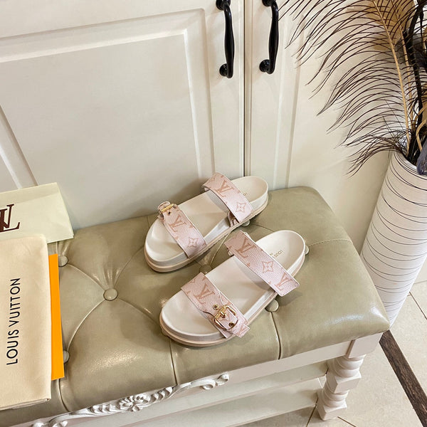 lv sandal mule bomdia pink monogram calfskin