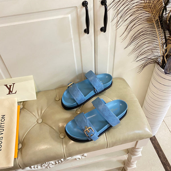 lv sandal mule bomdia blue monogram calfskin