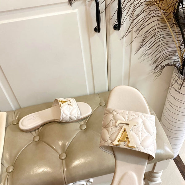 LV Neo Revival Flat Mule White Ivory Lambskin