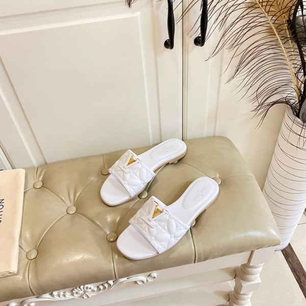 LV Neo Revival Flat Mule White Lambskin