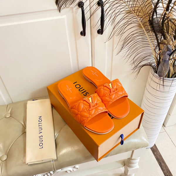 LV Neo Revival Flat Mule Orange Lambskin