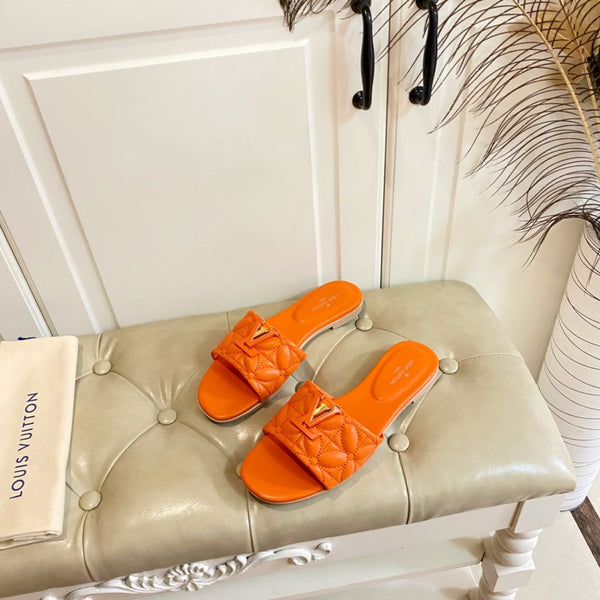 LV Neo Revival Flat Mule Orange Lambskin