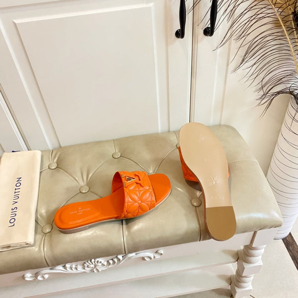 LV Neo Revival Flat Mule Orange Lambskin