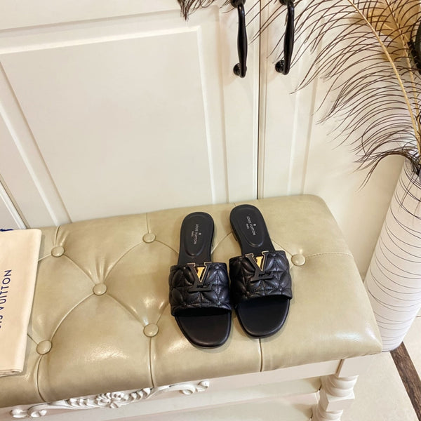 LV Neo Revival Flat Mule Black Lambskin