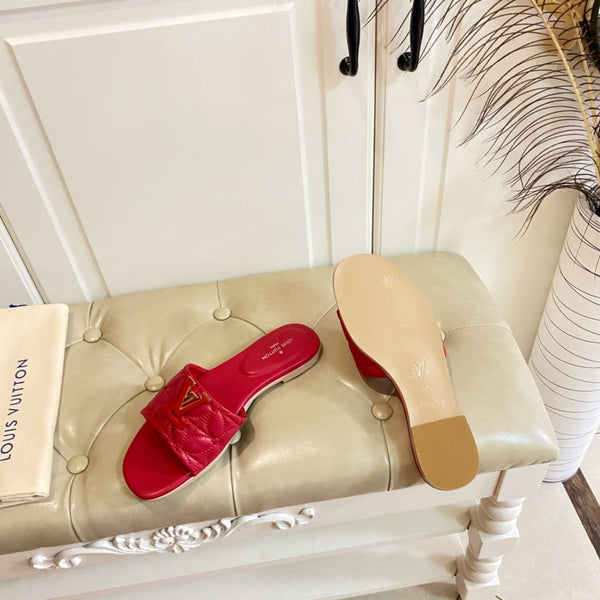 LV Neo Revival Flat Mule Red Pink Lambskin