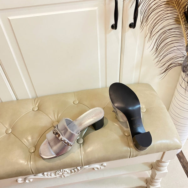 HM Giulia 50 Sandal Silver Metalic Calfskin