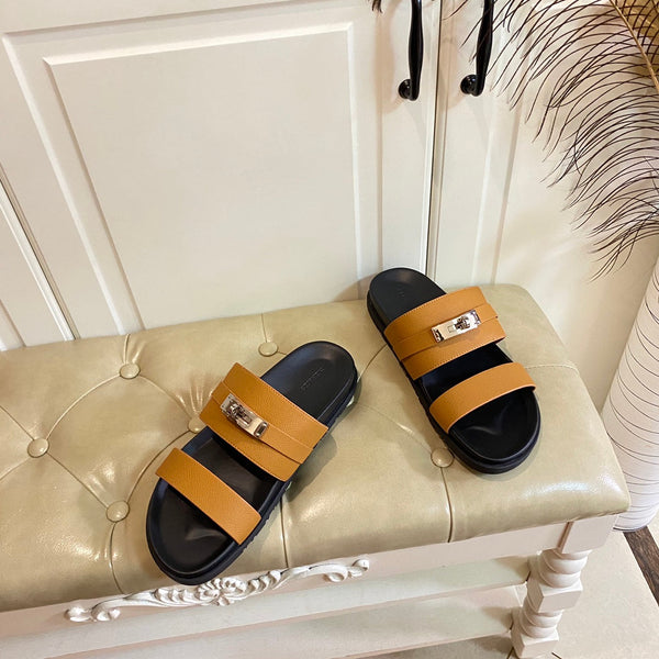 HM Jackson Sandal Brown Orange Cowhide 958030