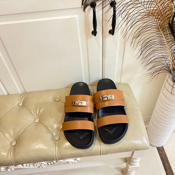 HM Jackson Sandal Brown Orange Calfskin 958041