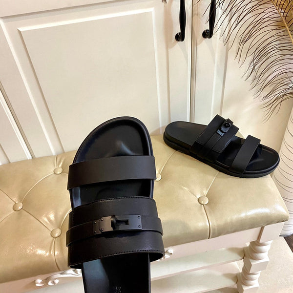 HM Jackson Sandal Black Calfskin 958043