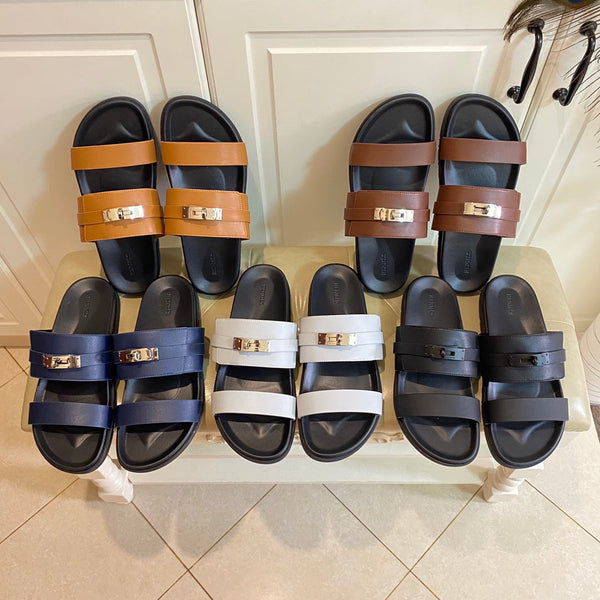 HM Jackson Sandal Charcoal Blue Calfskin 958049