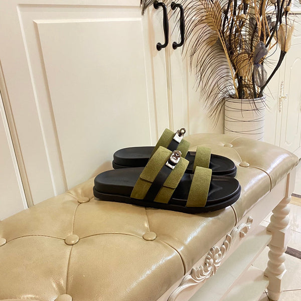 HM Jackson Sandal Light Moss Green Suede 958056