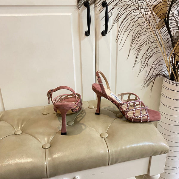 Jimmy Choo Saila Sandals 9cm Rust Sheepskin Suede 688235