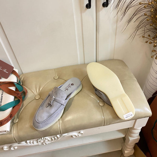 LP 26s Lock Charm Mules In Light Purple Suede