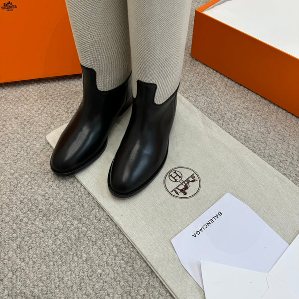 HM Jumping Boot In White Mix Black Calfskin And Mesh Fabric 973841