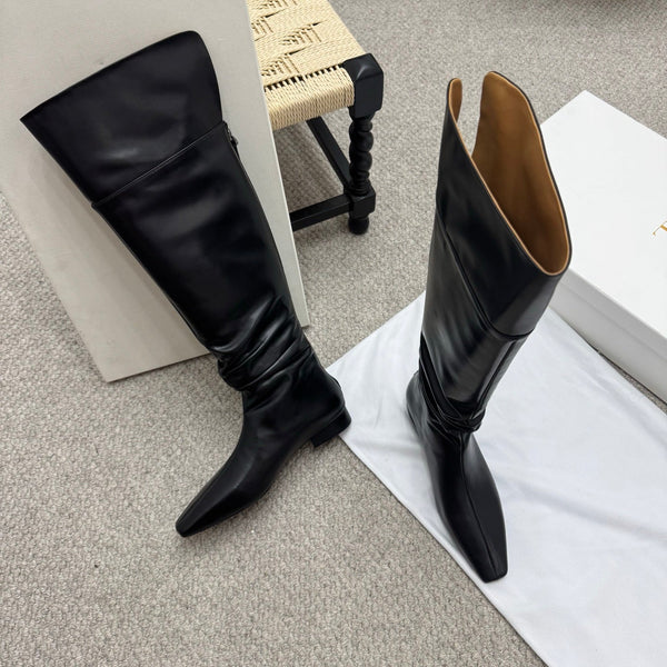 Stivali sopra il ginocchio The Row Slouch 35mm in pelle di vitello nera 429128