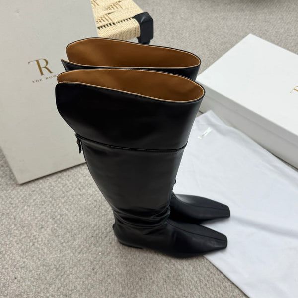 Stivali sopra il ginocchio The Row Slouch 35mm in pelle di vitello nera 429128