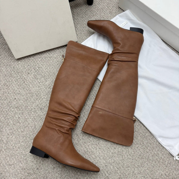 Stivali sopra il ginocchio The Row Slouch 35mm in pelle di vitello marrone 429129