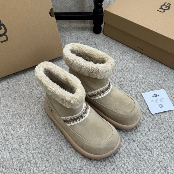 UGG 25ss Ankle Boots Taupe Sheep Fur Suede 523105