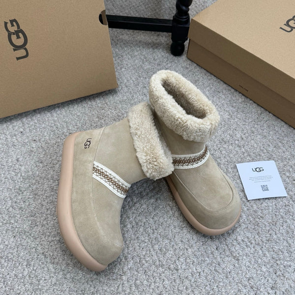 UGG 25ss Ankle Boots Taupe Sheep Fur Suede 523105