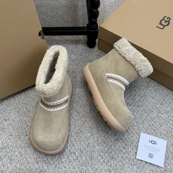 UGG 25ss Ankle Boots Taupe Sheep Fur Suede 523105